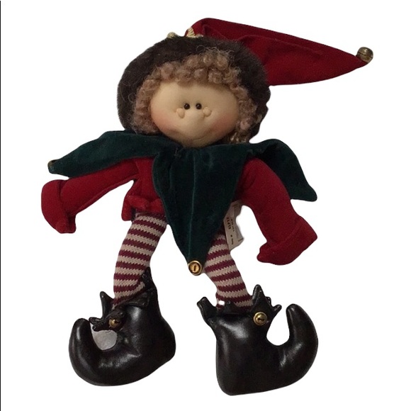 Vintage Soft Sculpture Velvet Knit Stocking Faux Fur Bendable Legs Girl … - Picture 1 of 12